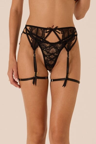 Cosette Black Garters Lingerie > Garter Belts Cloud Blvd 