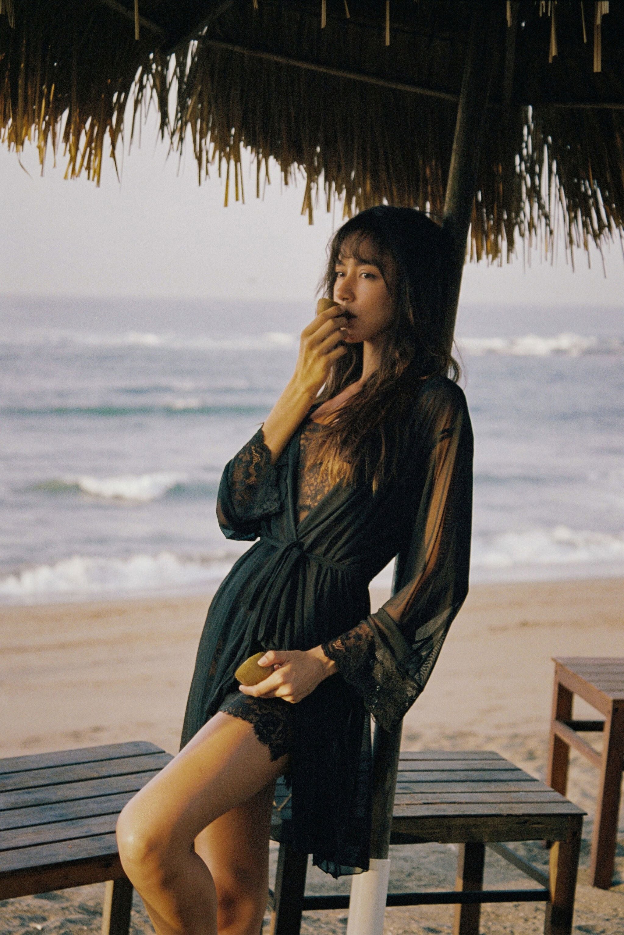 *On Hold 7 - 04/12 - Ilka Black Robe Lingerie > Robes Cloud Blvd 