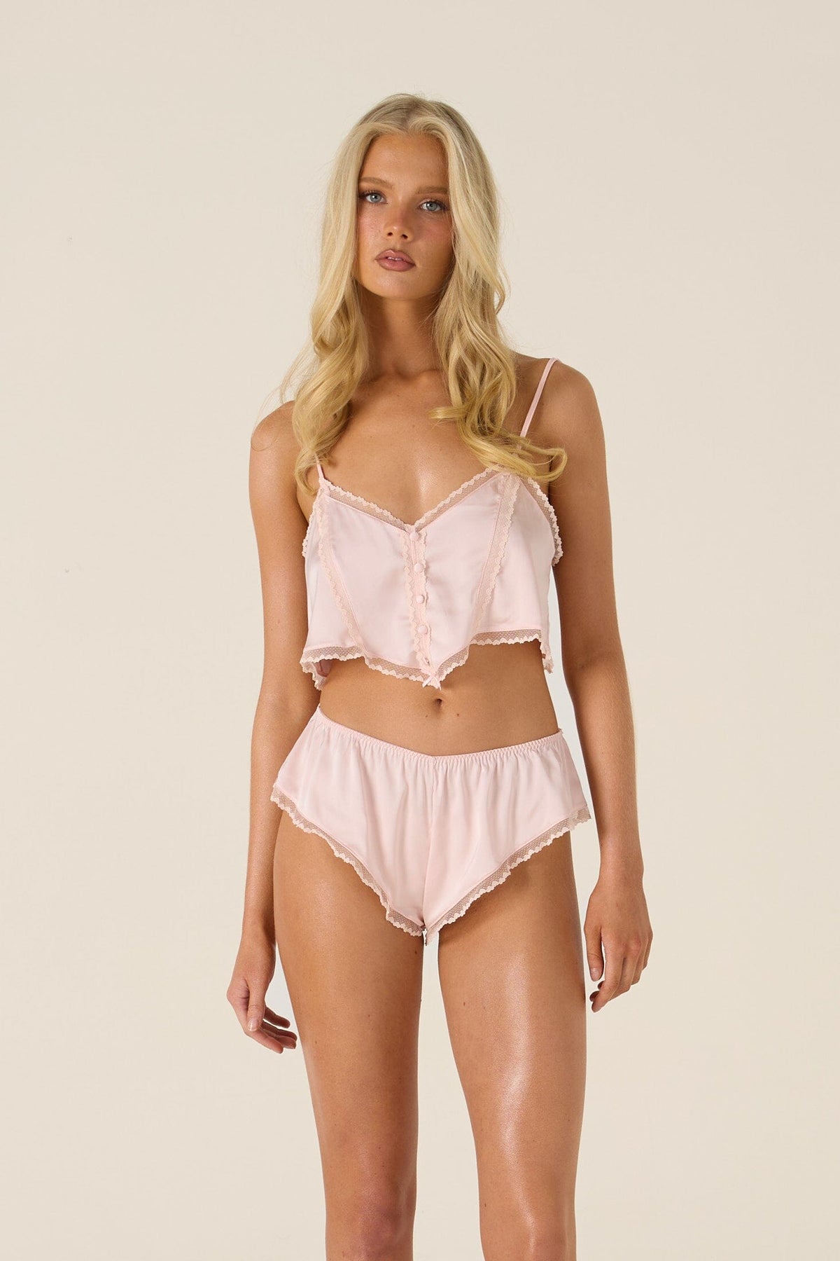 *On Hold TBC - 7/9 - Cleo Pink Camisole Set Lingerie > Camisoles Cloud Blvd 