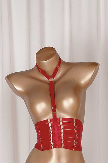 *On Hold 2 - 23/05 - Moette Red Choker Harness HARNESSES Cloud Blvd 
